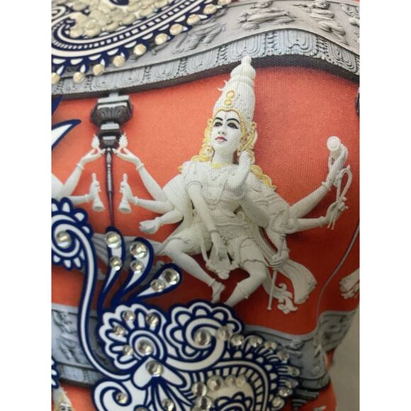 Clover Canyon Henna Print Dress Bodycon Neoprene Scuba Sheath Shiva Hind… - Picture 6 of 13